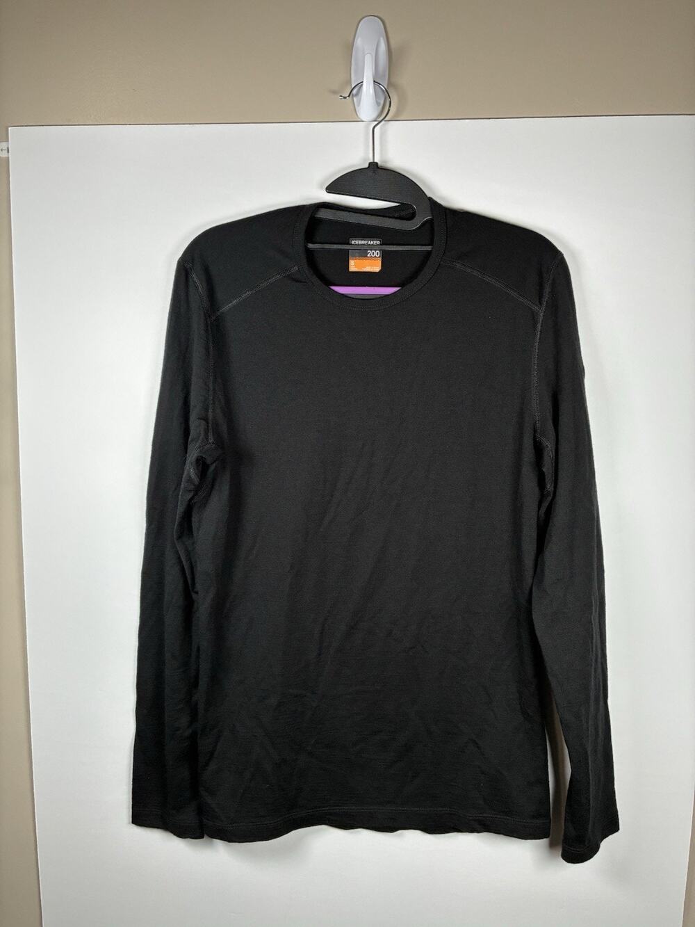 Icebreaker Mens S Merino Wool 200 Base Layer Black Long Sleeve Crew Gorpcore